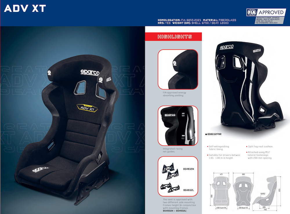 Sparco ADV XT Fiberglass Racing Seat | FIA 8855-2021 — view 2