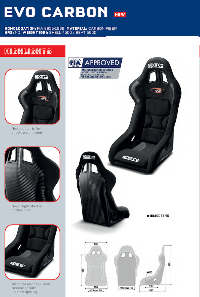 Sparco EVO Carbon Fiber Racing Seat | FIA 8855-1999 — view 7