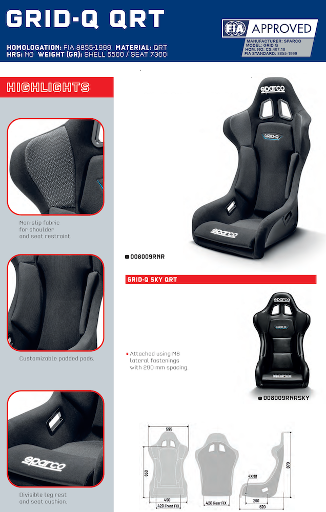 Sparco Grid Q Carbon Fiber Racing Seat | FIA 8855-1999 — view 3