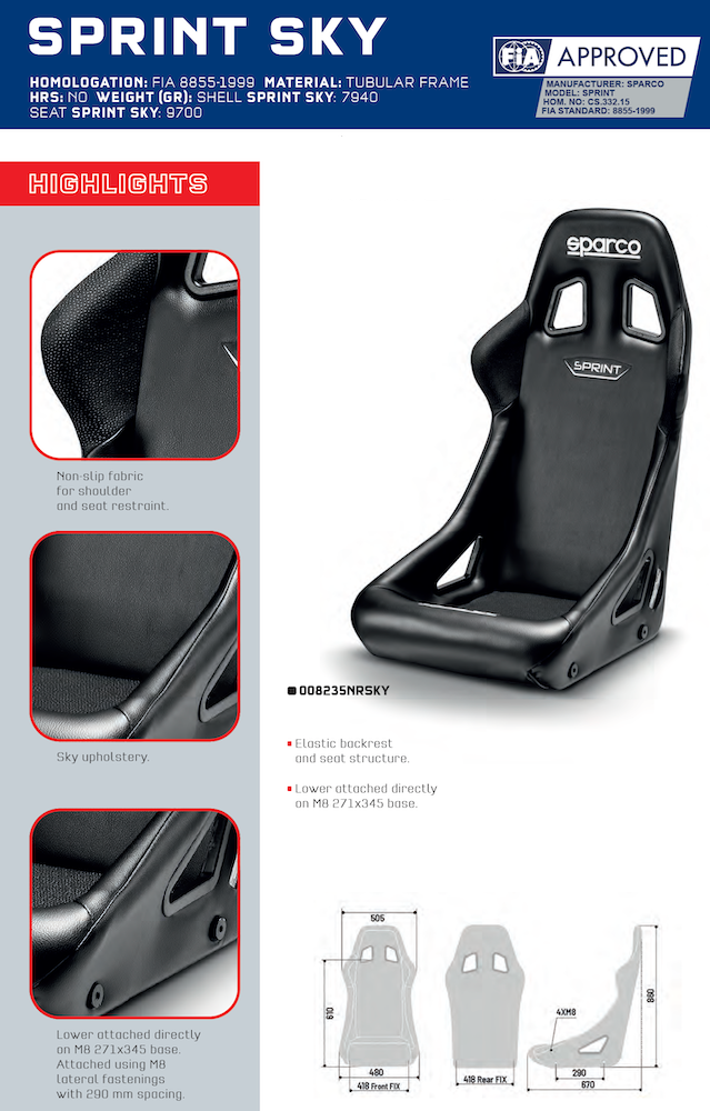 Sparco Sprint Steel Racing Seat | FIA 8855-1999 — view 5